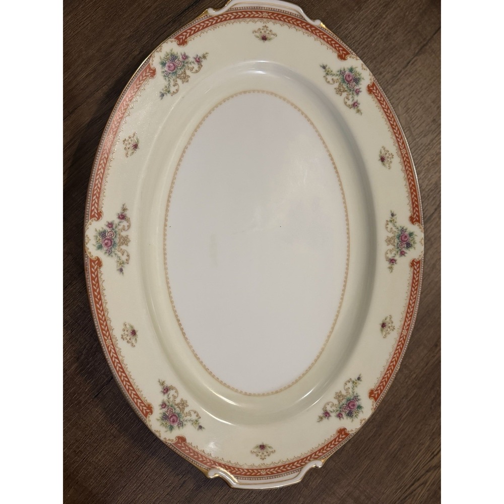Vintage MZ China Japan Cynthia Pattern 16.5" Large Oval Porcelain Serving